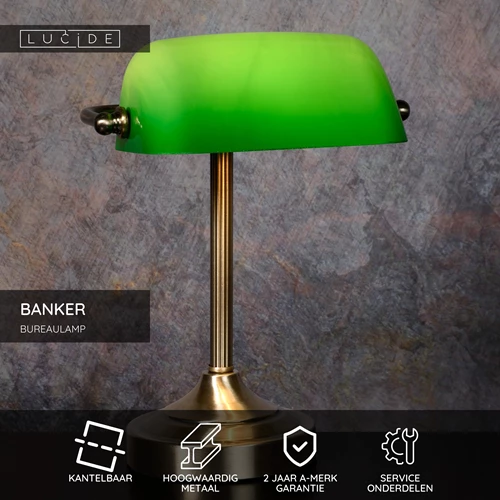 Lucide BANKER - Bureaulamp - 1xE14 - Brons - USP